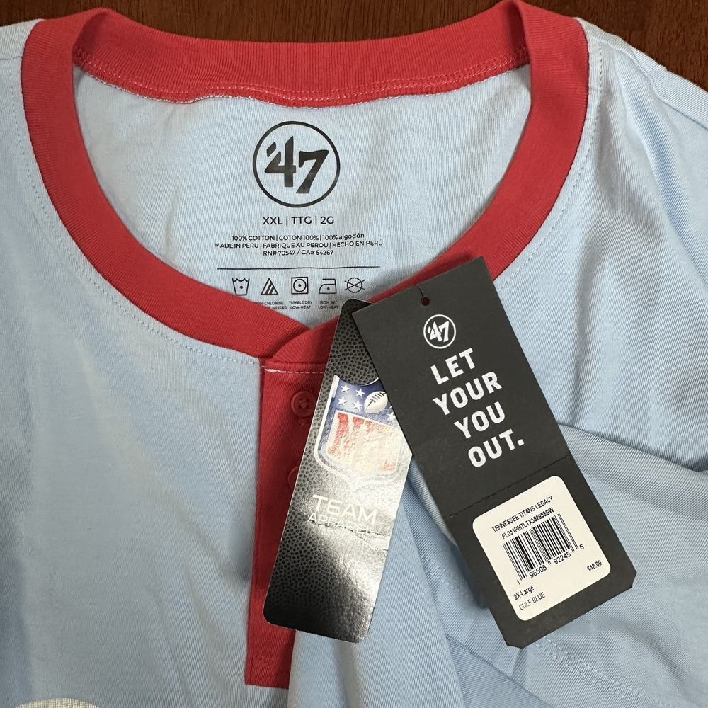 Retro '47 Brand Houston Oilers T Shirt Men's 2XL‎  NWT Blue Graphic Print $48 - Picture 4 of 6